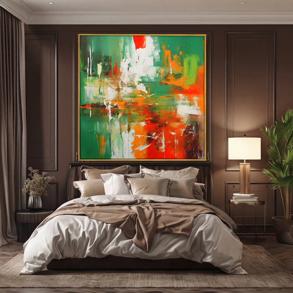 Tablou Canvas Premium LuxCanva® A1636, Painting Green , Room, Abstract, Cromatic, Dormitor, Culori Vibrante