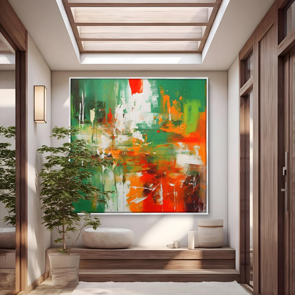 Tablou Canvas Premium LuxCanva® A1636, Painting Green , Room, Abstract, Cromatic, Dormitor, Culori Vibrante