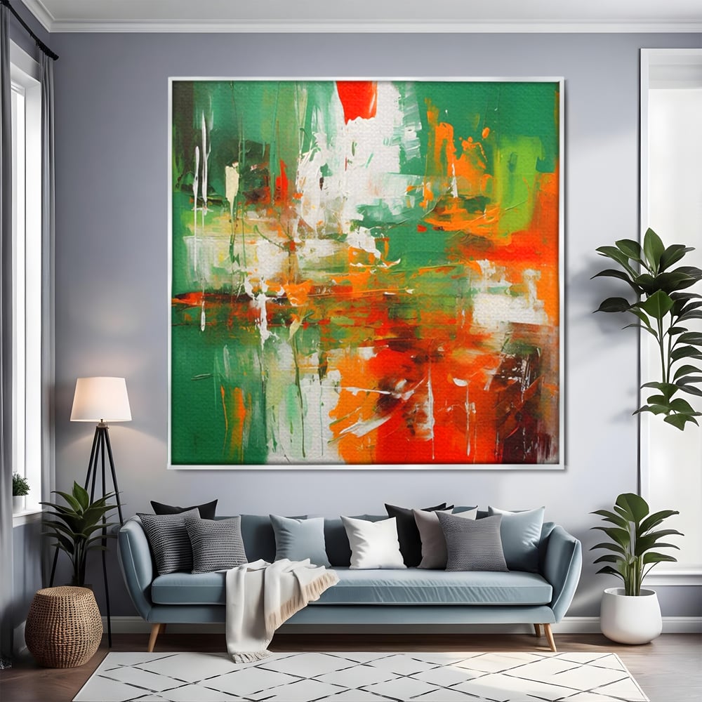Tablou Canvas Premium LuxCanva® A1636, Painting Green , Room, Abstract, Cromatic, Dormitor, Culori Vibrante