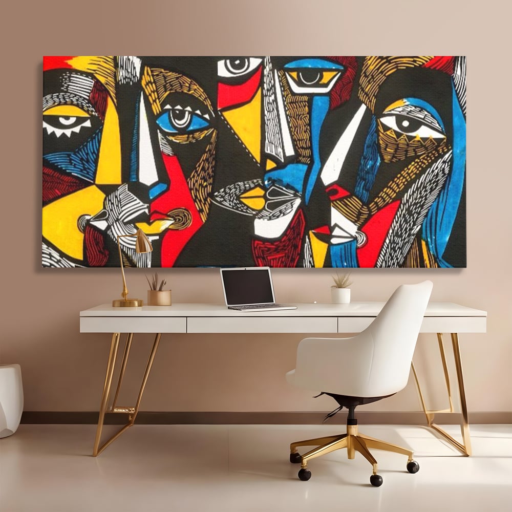 Leinwandbilder LuxCanva Premium Leinwandbilder® A1638, Dual View , Zimmer, Abstrakt, Farbiges Gesicht, Schlafzimmer, Lebendige Farben