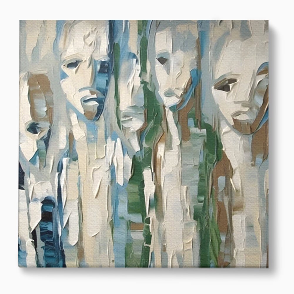 Tablou Canvas Premium LuxCanva® A1642, Poker Face , Living, Fete Abstracte, Pensulat, Oameni, Dormitor, Culori Vibrante