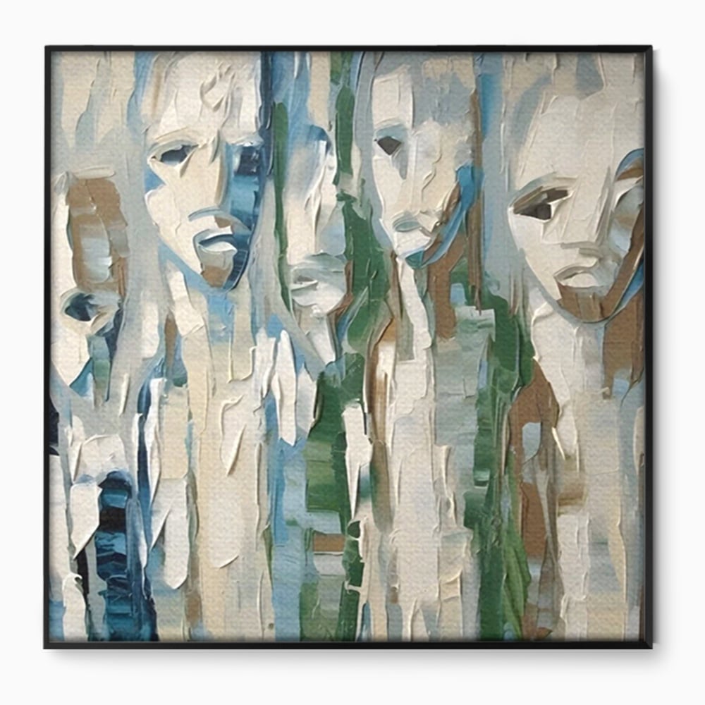 Tablou Canvas Premium LuxCanva® A1642, Poker Face , Living, Fete Abstracte, Pensulat, Oameni, Dormitor, Culori Vibrante