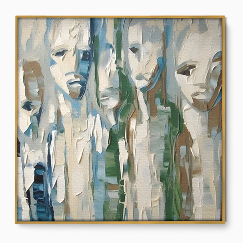 Tablou Canvas Premium LuxCanva® A1642, Poker Face , Living, Fete Abstracte, Pensulat, Oameni, Dormitor, Culori Vibrante