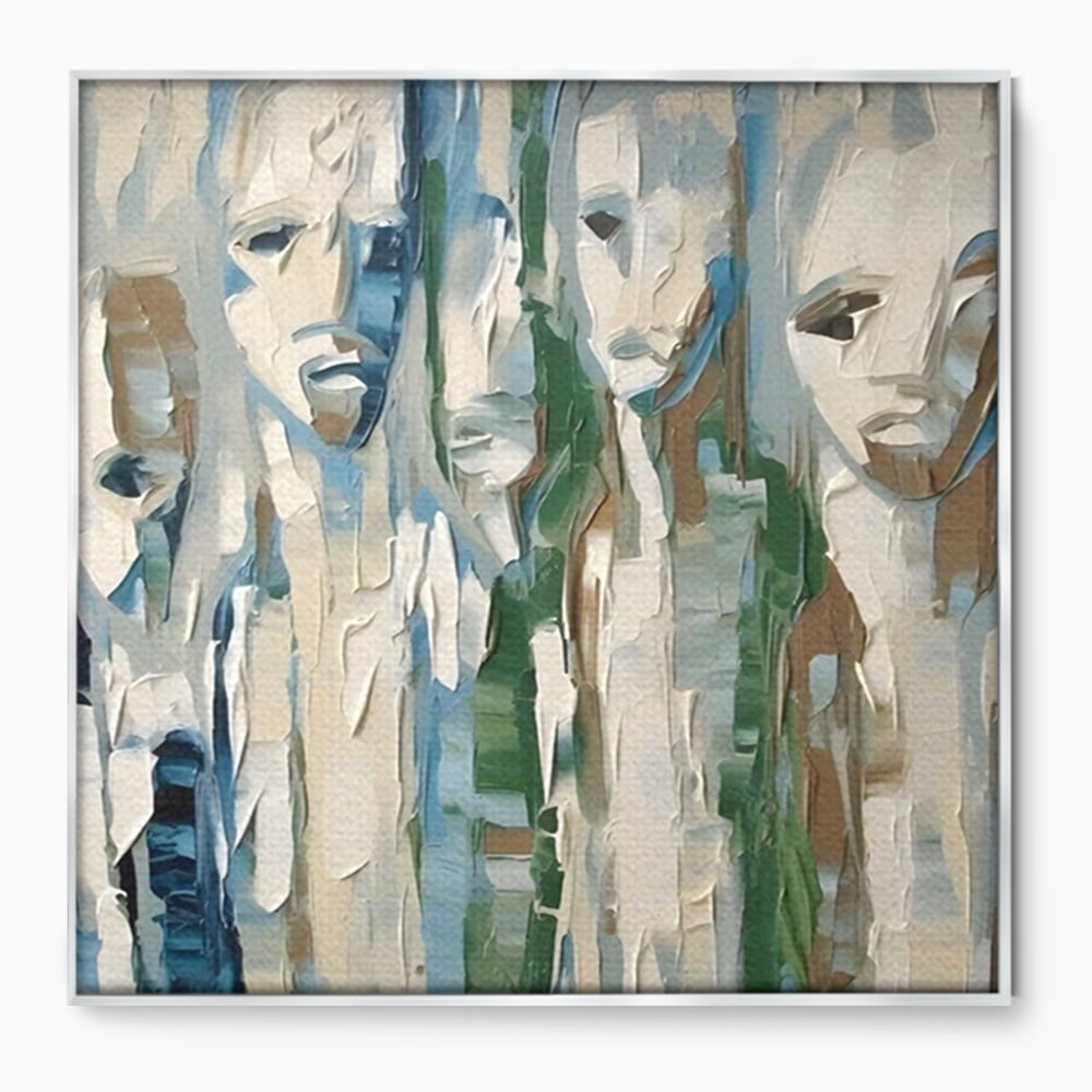 Tablou Canvas Premium LuxCanva® A1642, Poker Face , Living, Fete Abstracte, Pensulat, Oameni, Dormitor, Culori Vibrante