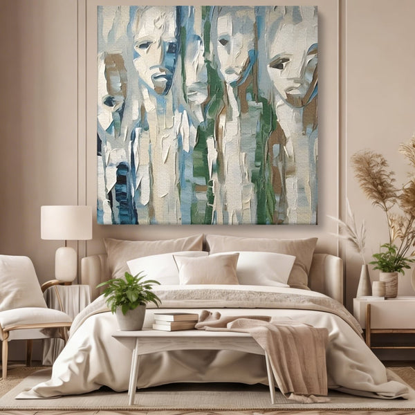 Tablou Canvas Premium LuxCanva® A1642, Poker Face , Living, Fete Abstracte, Pensulat, Oameni, Dormitor, Culori Vibrante