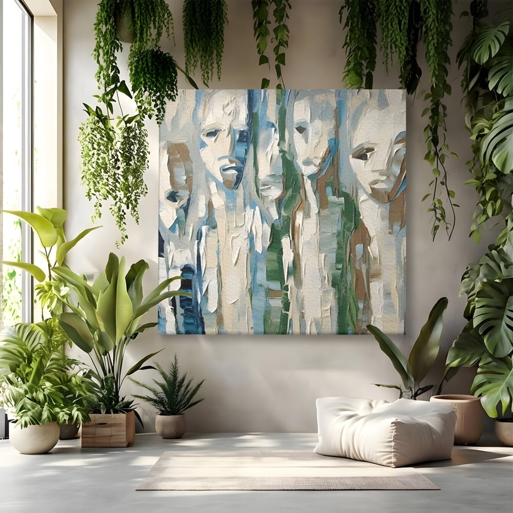 Tablou Canvas Premium LuxCanva® A1642, Poker Face , Living, Fete Abstracte, Pensulat, Oameni, Dormitor, Culori Vibrante