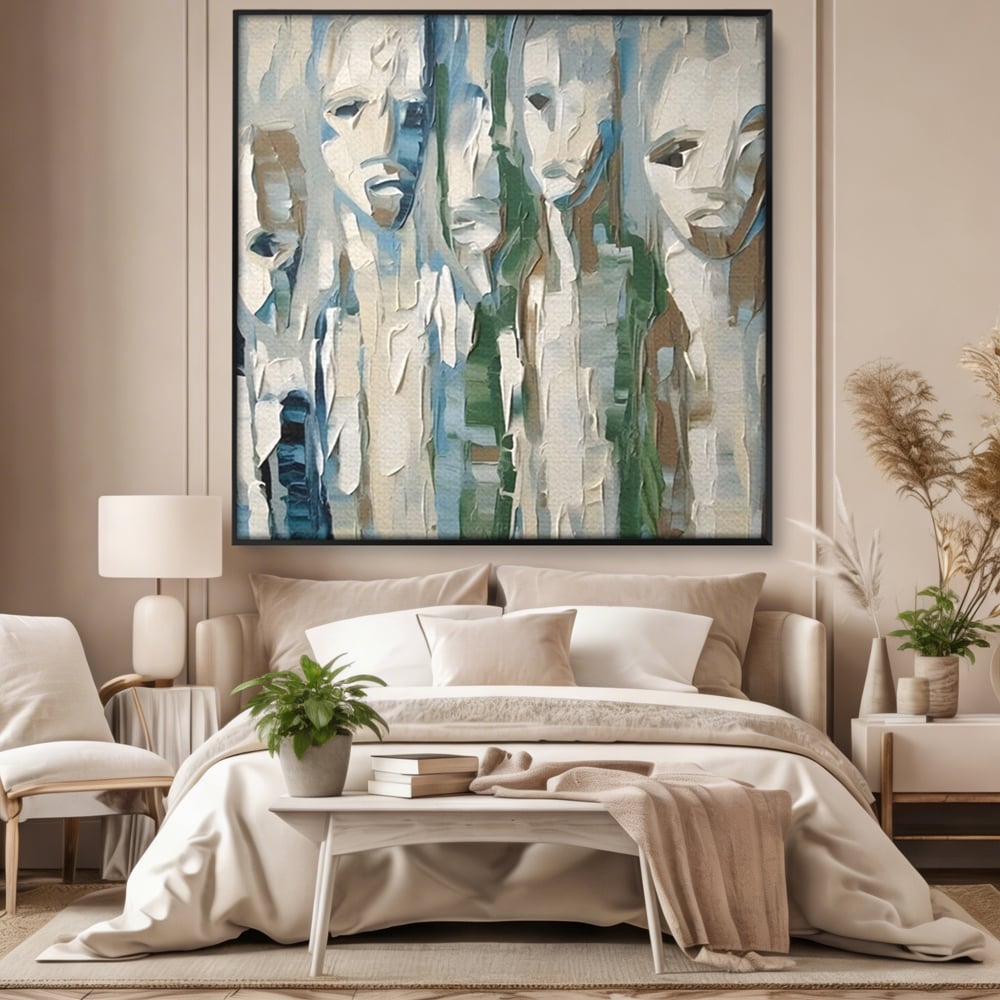 Tablou Canvas Premium LuxCanva® A1642, Poker Face , Living, Fete Abstracte, Pensulat, Oameni, Dormitor, Culori Vibrante