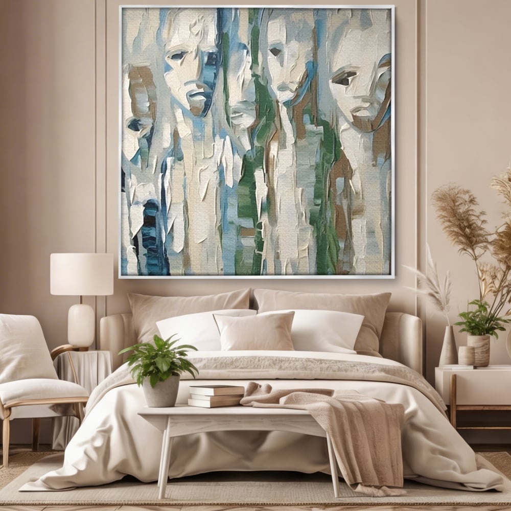 Tablou Canvas Premium LuxCanva® A1642, Poker Face , Living, Fete Abstracte, Pensulat, Oameni, Dormitor, Culori Vibrante