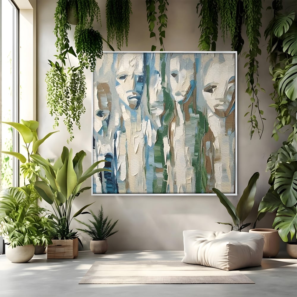 Tablou Canvas Premium LuxCanva® A1642, Poker Face , Living, Fete Abstracte, Pensulat, Oameni, Dormitor, Culori Vibrante