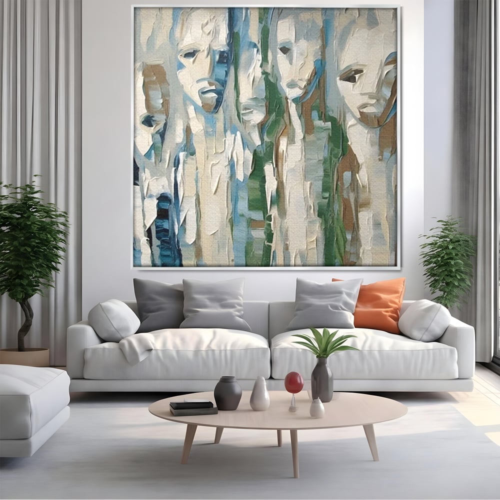 Tablou Canvas Premium LuxCanva® A1642, Poker Face , Living, Fete Abstracte, Pensulat, Oameni, Dormitor, Culori Vibrante