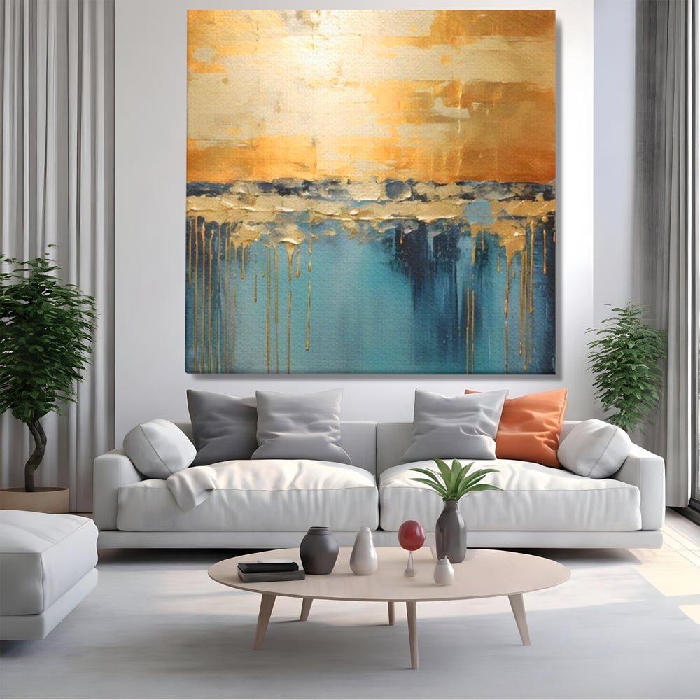 Tablou Canvas Premium LuxCanva® A1643, Blue Contrast ,  Living, Decorativ, Abstract, Cromatic, Dormitor, Culori Vibrante