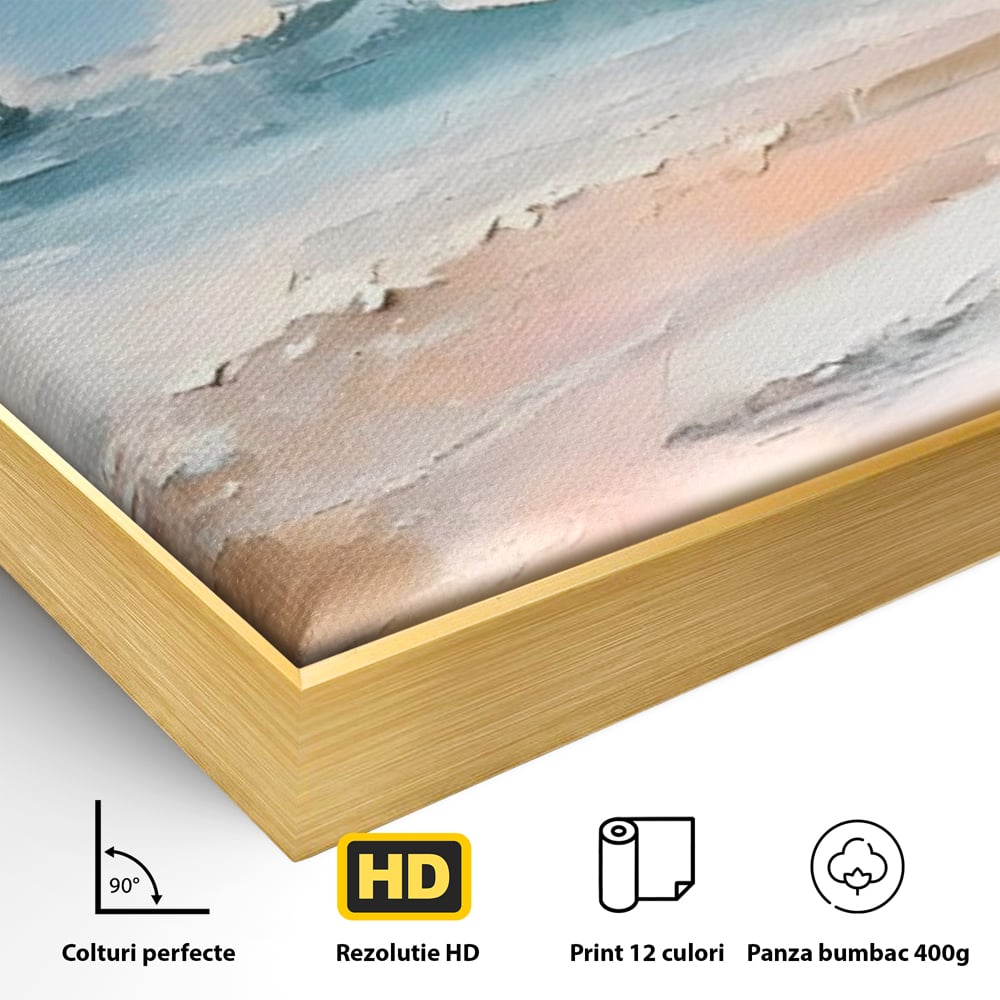Tablou Canvas Premium LuxCanva® A1646, Sea Abstract , Dormitor, Decorativ, Plaja, Valuri, Living, Culori Vibrante