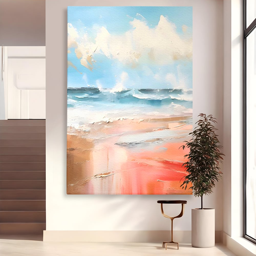 Tablou Canvas Premium LuxCanva® A1646, Sea Abstract , Dormitor, Decorativ, Plaja, Valuri, Living, Culori Vibrante