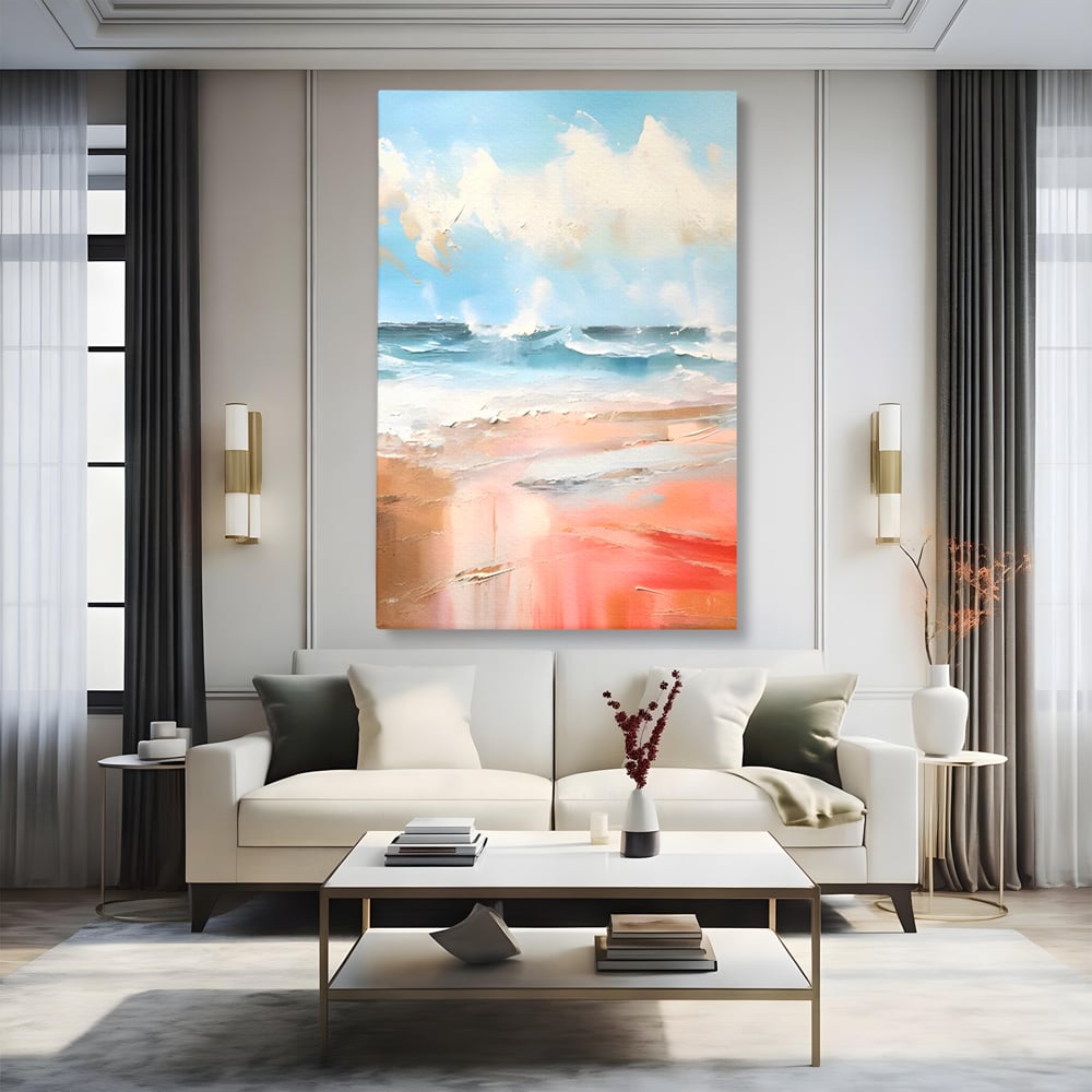 Tablou Canvas Premium LuxCanva® A1646, Sea Abstract , Dormitor, Decorativ, Plaja, Valuri, Living, Culori Vibrante