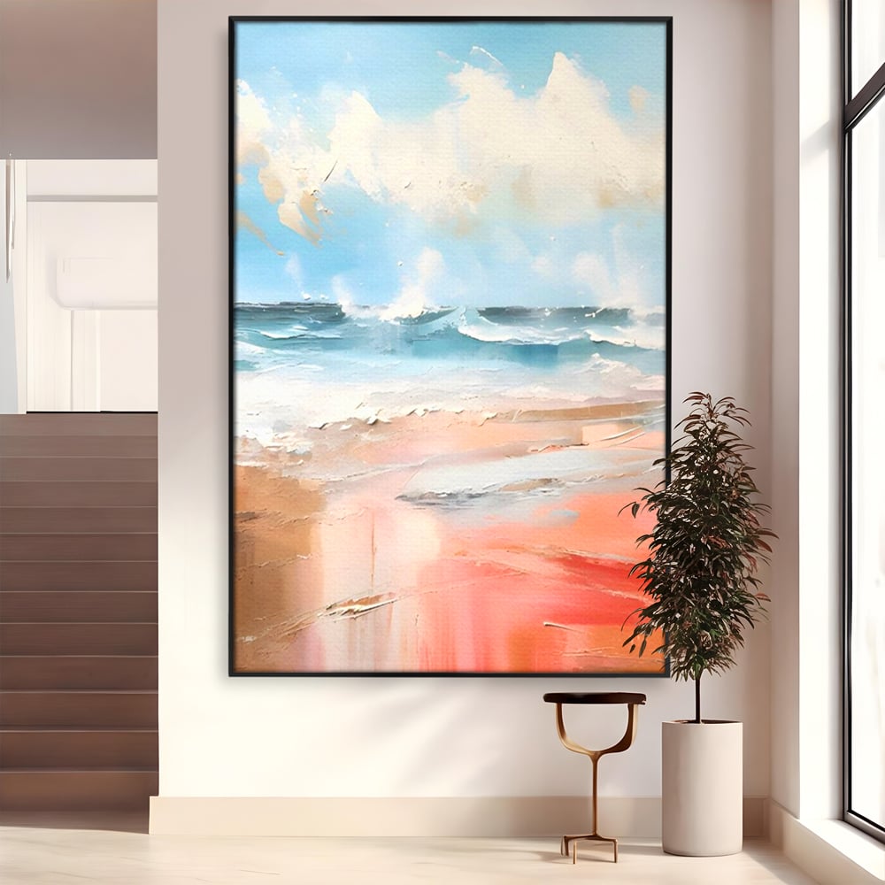 Tablou Canvas Premium LuxCanva® A1646, Sea Abstract , Dormitor, Decorativ, Plaja, Valuri, Living, Culori Vibrante