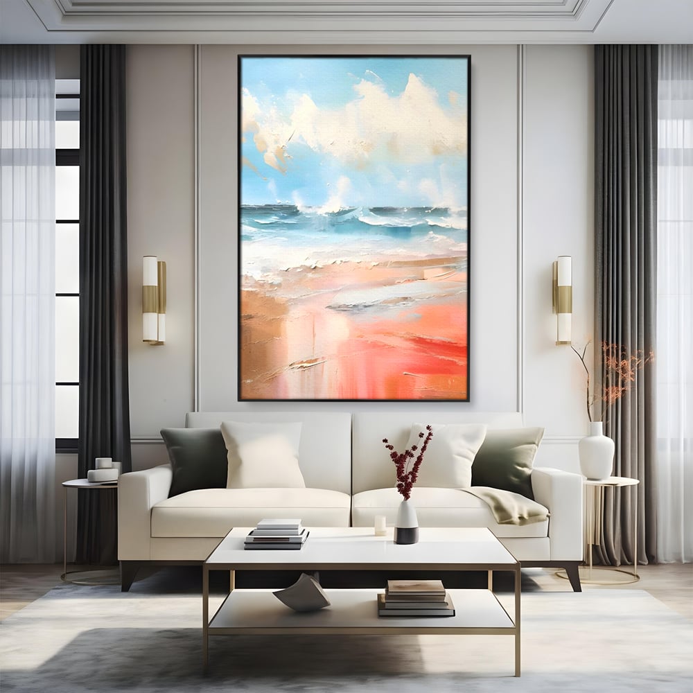 Tablou Canvas Premium LuxCanva® A1646, Sea Abstract , Dormitor, Decorativ, Plaja, Valuri, Living, Culori Vibrante