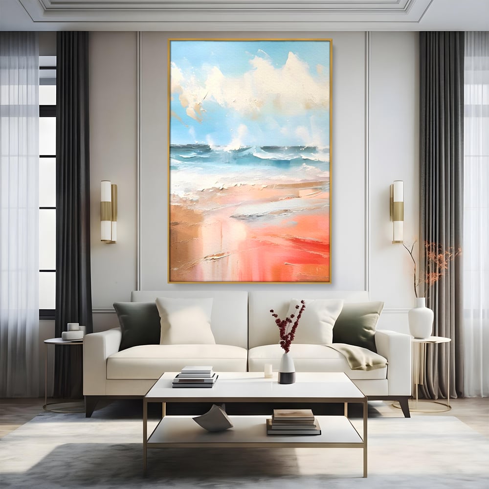 Tablou Canvas Premium LuxCanva® A1646, Sea Abstract , Dormitor, Decorativ, Plaja, Valuri, Living, Culori Vibrante