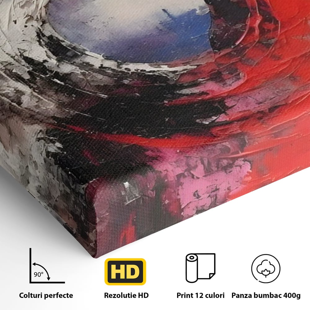 Tablou Canvas Premium LuxCanva® A1647, Atomul , Dormitor, Decorativ, Abstract, Rosu, Living, Culori Vibrante