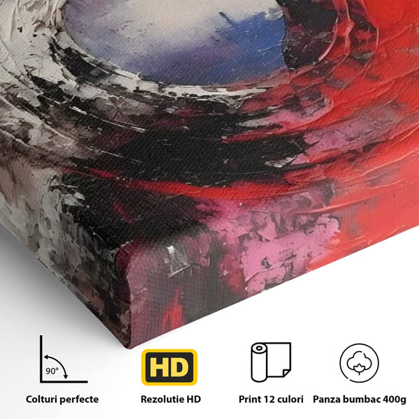 Tablou Canvas Premium LuxCanva® A1647, Atomul , Dormitor, Decorativ, Abstract, Rosu, Living, Culori Vibrante