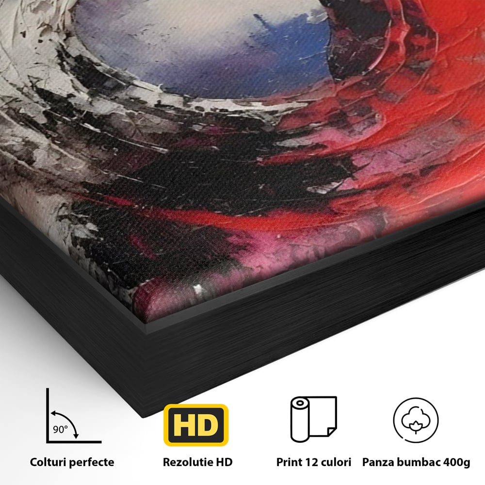 Tablou Canvas Premium LuxCanva® A1647, Atomul , Dormitor, Decorativ, Abstract, Rosu, Living, Culori Vibrante