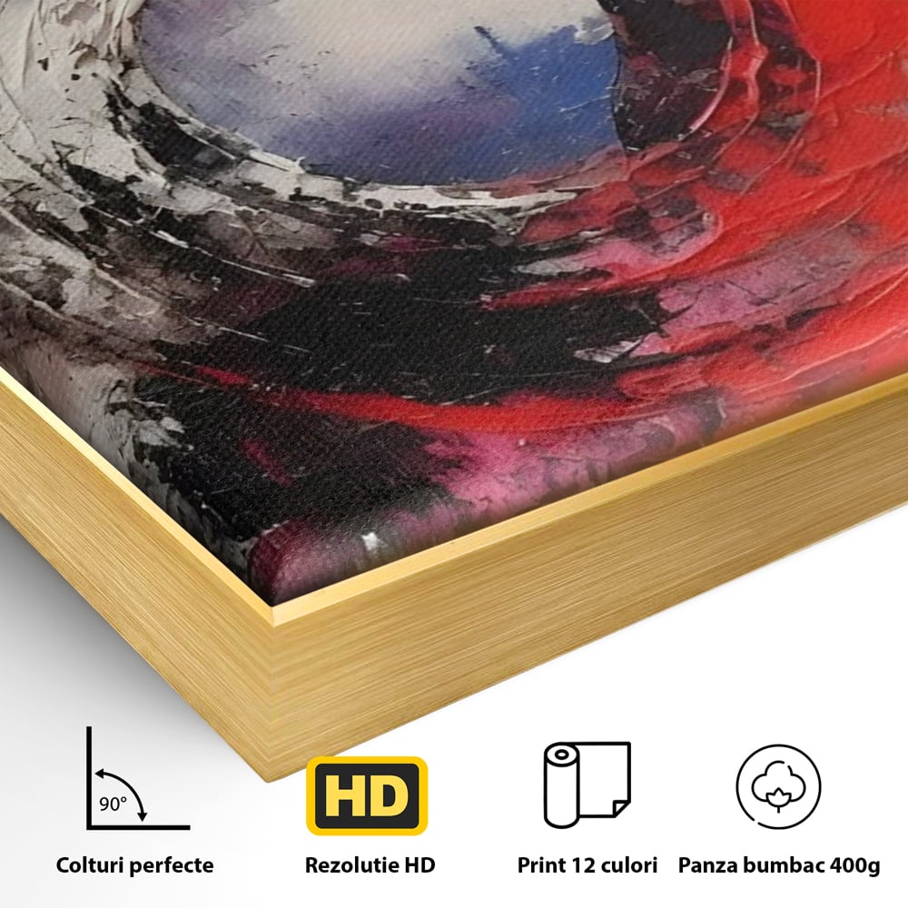 Tablou Canvas Premium LuxCanva® A1647, Atomul , Dormitor, Decorativ, Abstract, Rosu, Living, Culori Vibrante
