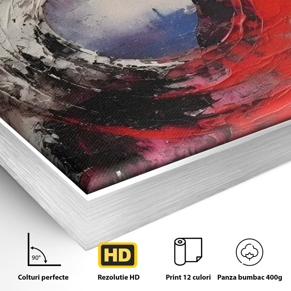 Tablou Canvas Premium LuxCanva® A1647, Atomul , Dormitor, Decorativ, Abstract, Rosu, Living, Culori Vibrante