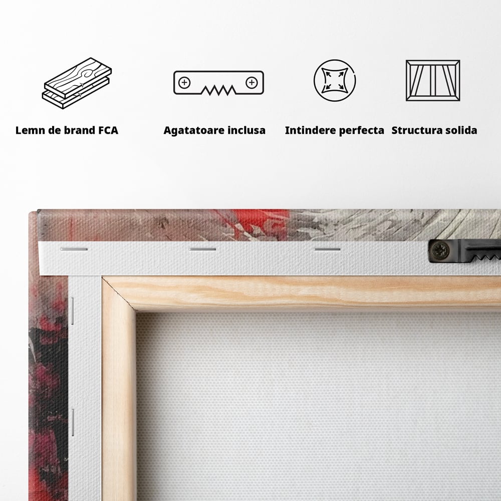 Tablou Canvas Premium LuxCanva® A1647, Atomul , Dormitor, Decorativ, Abstract, Rosu, Living, Culori Vibrante