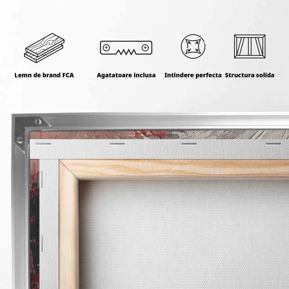 Tablou Canvas Premium LuxCanva® A1647, Atomul , Dormitor, Decorativ, Abstract, Rosu, Living, Culori Vibrante