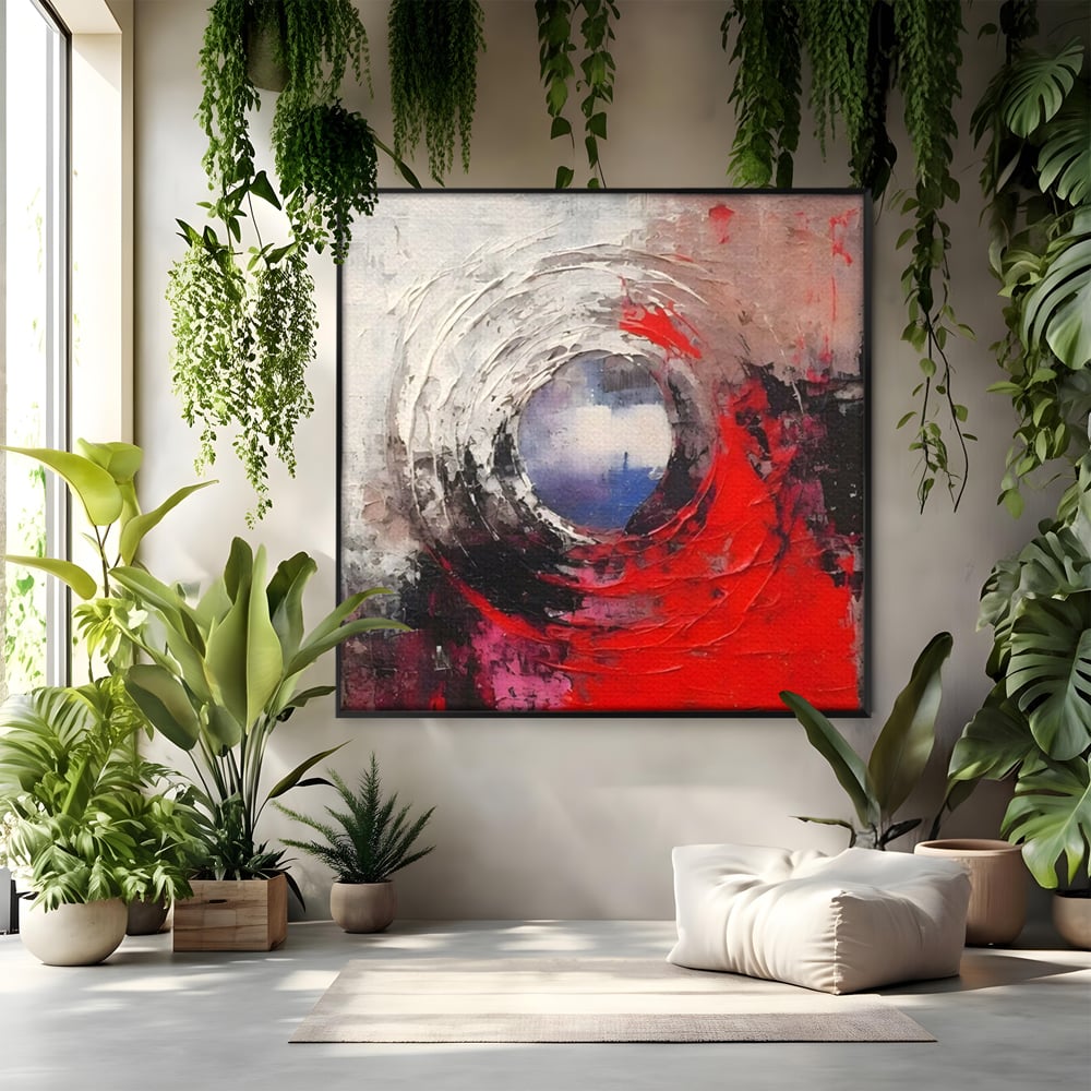 Tablou Canvas Premium LuxCanva® A1647, Atomul , Dormitor, Decorativ, Abstract, Rosu, Living, Culori Vibrante