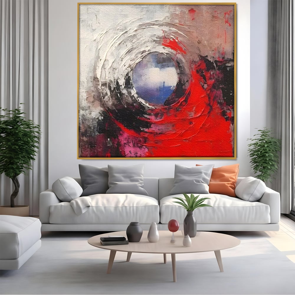 Tablou Canvas Premium LuxCanva® A1647, Atomul , Dormitor, Decorativ, Abstract, Rosu, Living, Culori Vibrante