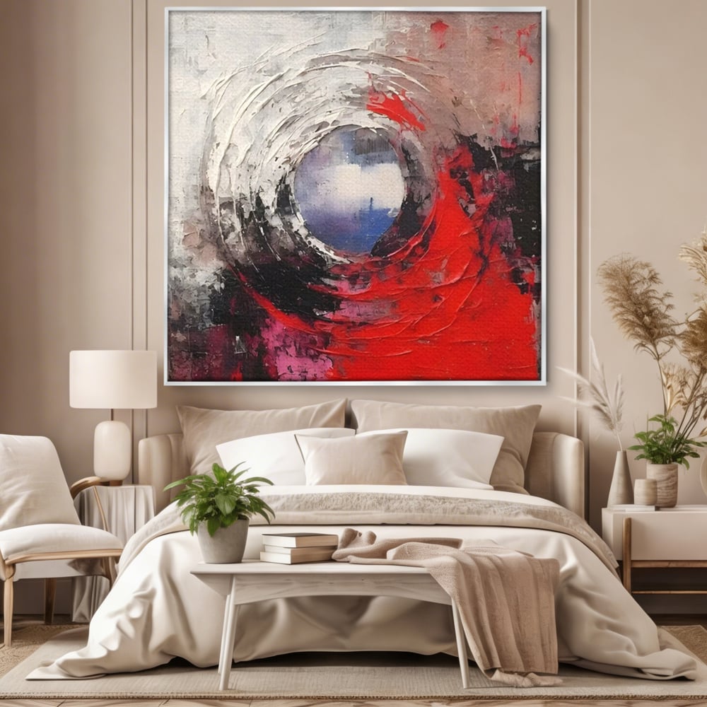 Tablou Canvas Premium LuxCanva® A1647, Atomul , Dormitor, Decorativ, Abstract, Rosu, Living, Culori Vibrante