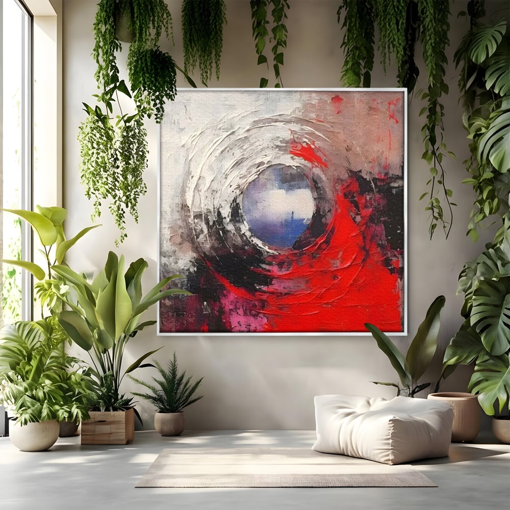 Tablou Canvas Premium LuxCanva® A1647, Atomul , Dormitor, Decorativ, Abstract, Rosu, Living, Culori Vibrante