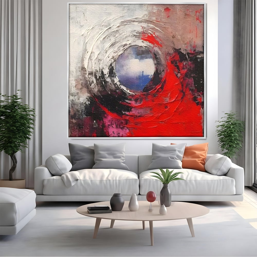 Tablou Canvas Premium LuxCanva® A1647, Atomul , Dormitor, Decorativ, Abstract, Rosu, Living, Culori Vibrante