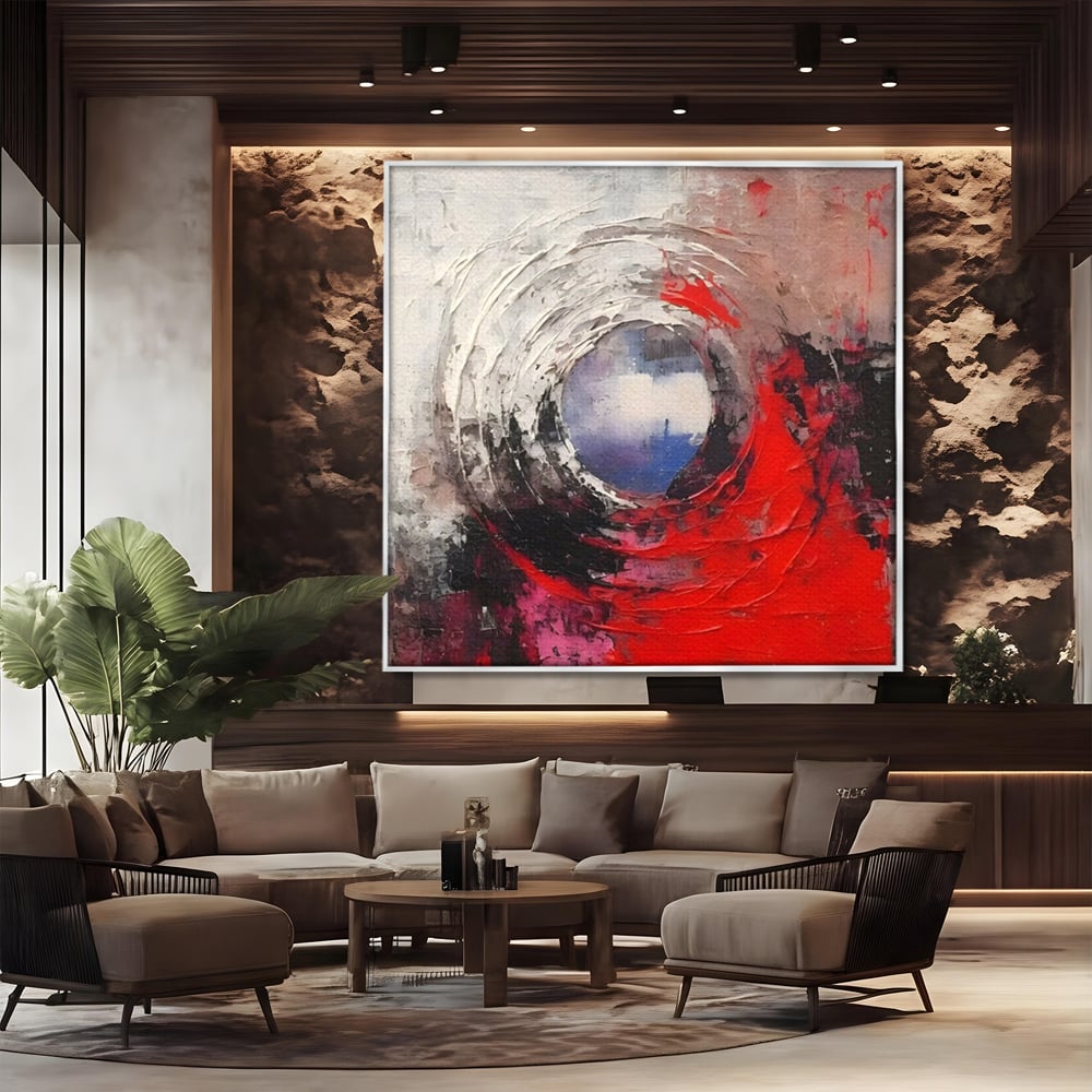 Tablou Canvas Premium LuxCanva® A1647, Atomul , Dormitor, Decorativ, Abstract, Rosu, Living, Culori Vibrante