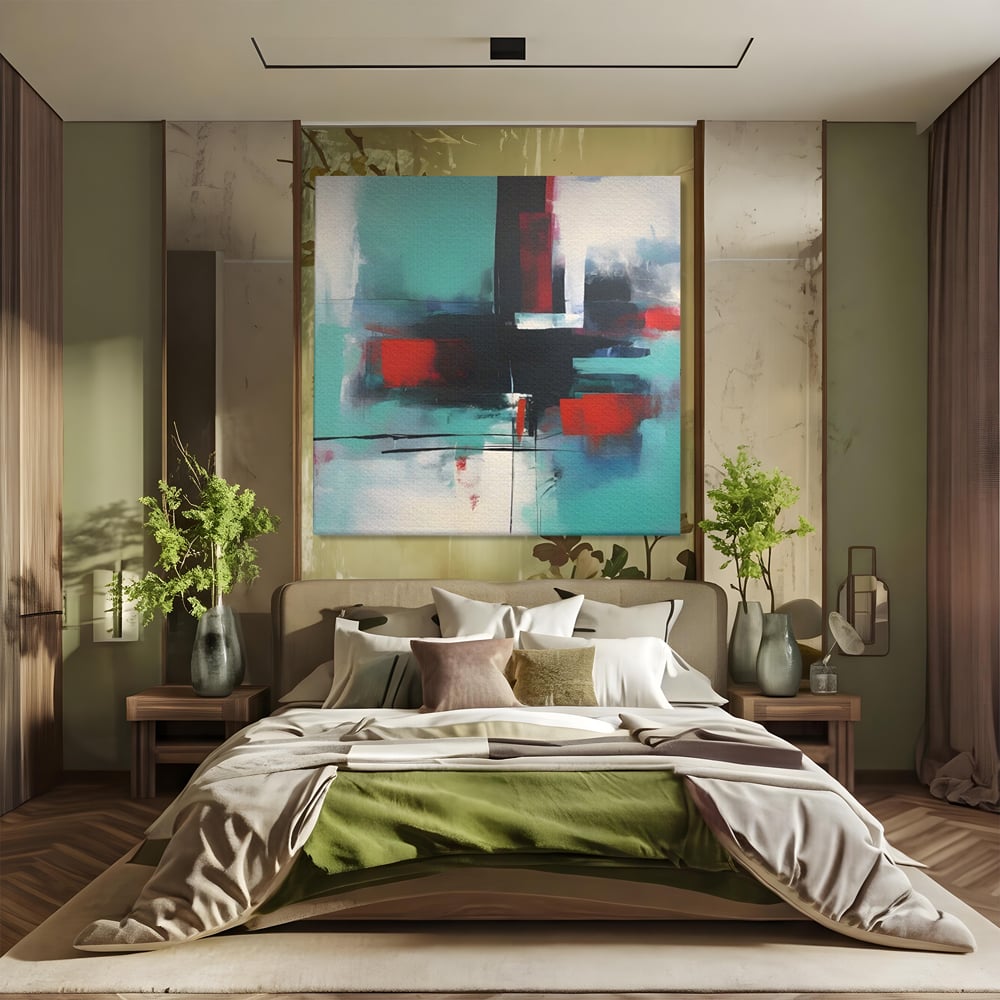 Tablou Canvas Premium LuxCanva® A1649, Painting Blue , Room, Cromatic, Abstract, Living, Culori Vibrante