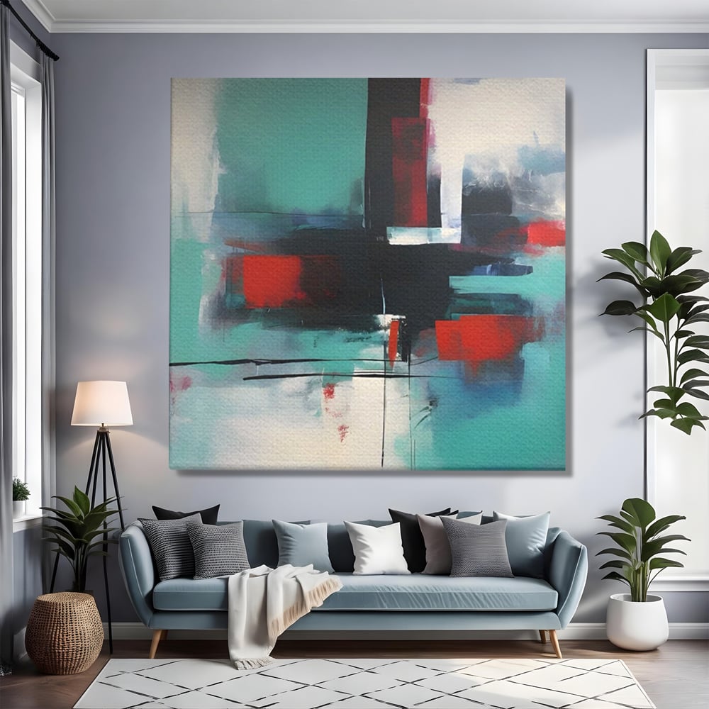 Tablou Canvas Premium LuxCanva® A1649, Painting Blue , Room, Cromatic, Abstract, Living, Culori Vibrante