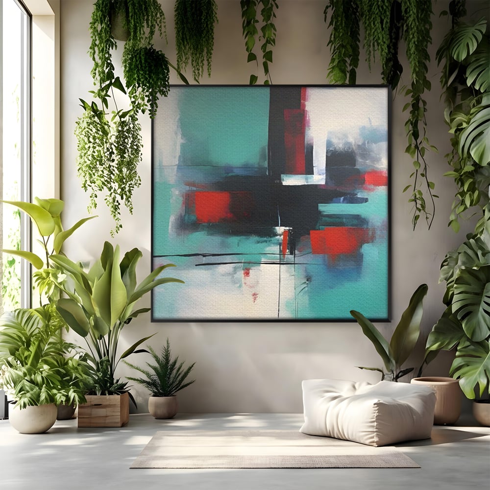Tablou Canvas Premium LuxCanva® A1649, Painting Blue , Room, Cromatic, Abstract, Living, Culori Vibrante