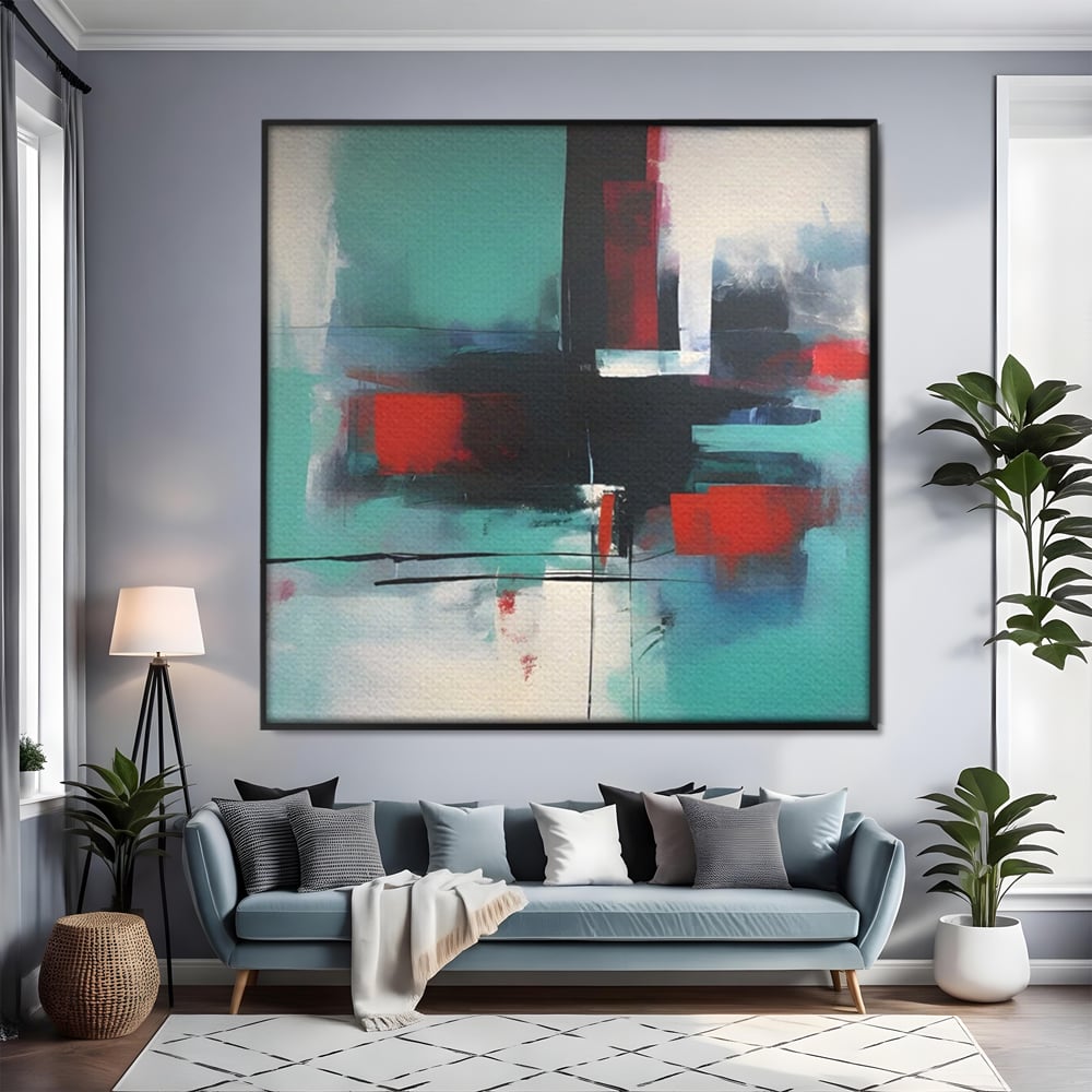 Tablou Canvas Premium LuxCanva® A1649, Painting Blue , Room, Cromatic, Abstract, Living, Culori Vibrante