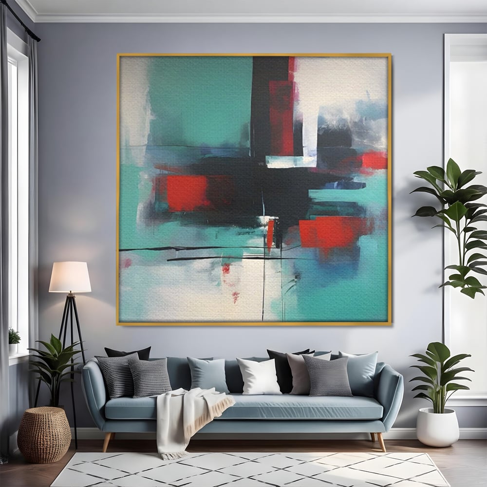 Tablou Canvas Premium LuxCanva® A1649, Painting Blue , Room, Cromatic, Abstract, Living, Culori Vibrante