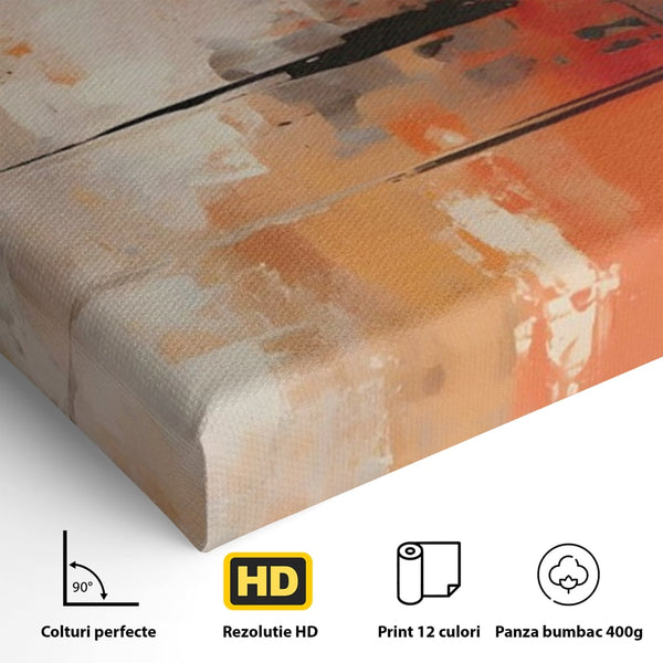 Tablou Canvas Premium LuxCanva® A1651, Linie Neagra , Room, Decorativ, Cromatic, Abstract, Living, Culori Vibrante