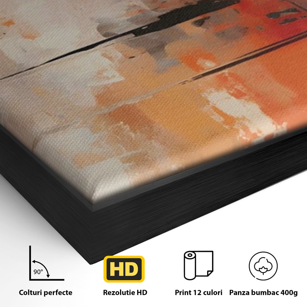 Tablou Canvas Premium LuxCanva® A1651, Linie Neagra , Room, Decorativ, Cromatic, Abstract, Living, Culori Vibrante