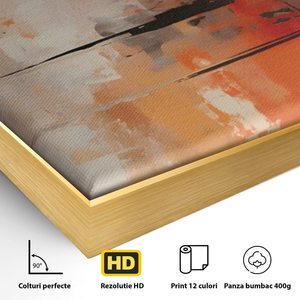 Tablou Canvas Premium LuxCanva® A1651, Linie Neagra , Room, Decorativ, Cromatic, Abstract, Living, Culori Vibrante