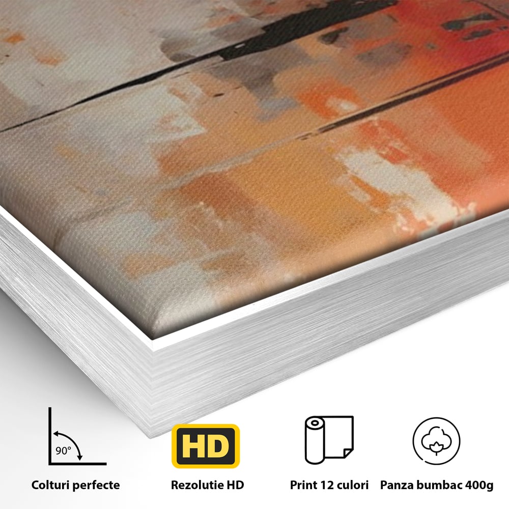 Tablou Canvas Premium LuxCanva® A1651, Linie Neagra , Room, Decorativ, Cromatic, Abstract, Living, Culori Vibrante