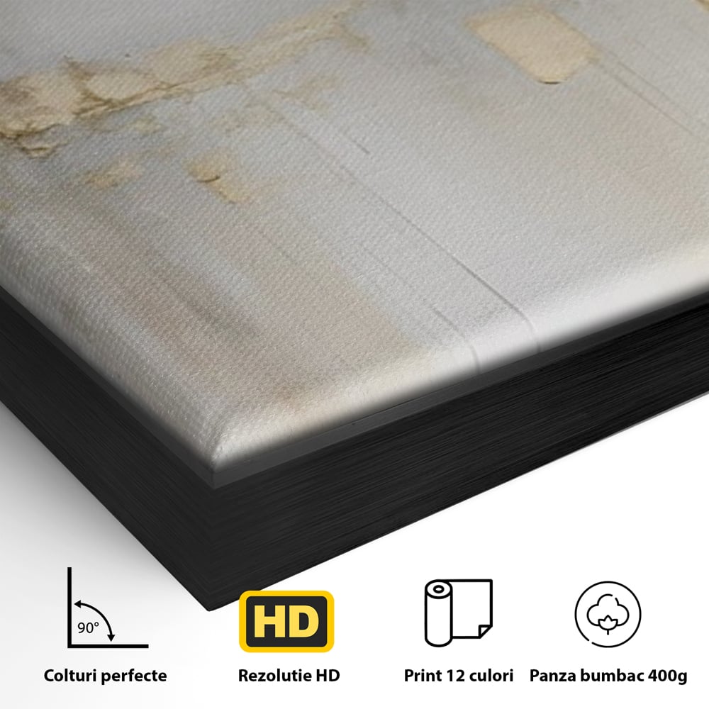 Tablou Canvas Premium LuxCanva® A1652, Gold And Grey , Room, Decorativ, Cromatic, Abstract, Living, Culori Vibrante