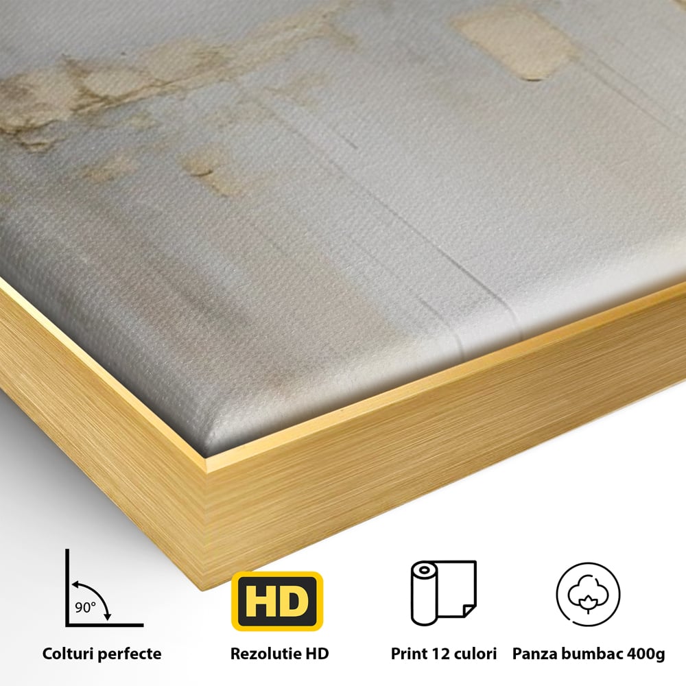 Tablou Canvas Premium LuxCanva® A1652, Gold And Grey , Room, Decorativ, Cromatic, Abstract, Living, Culori Vibrante