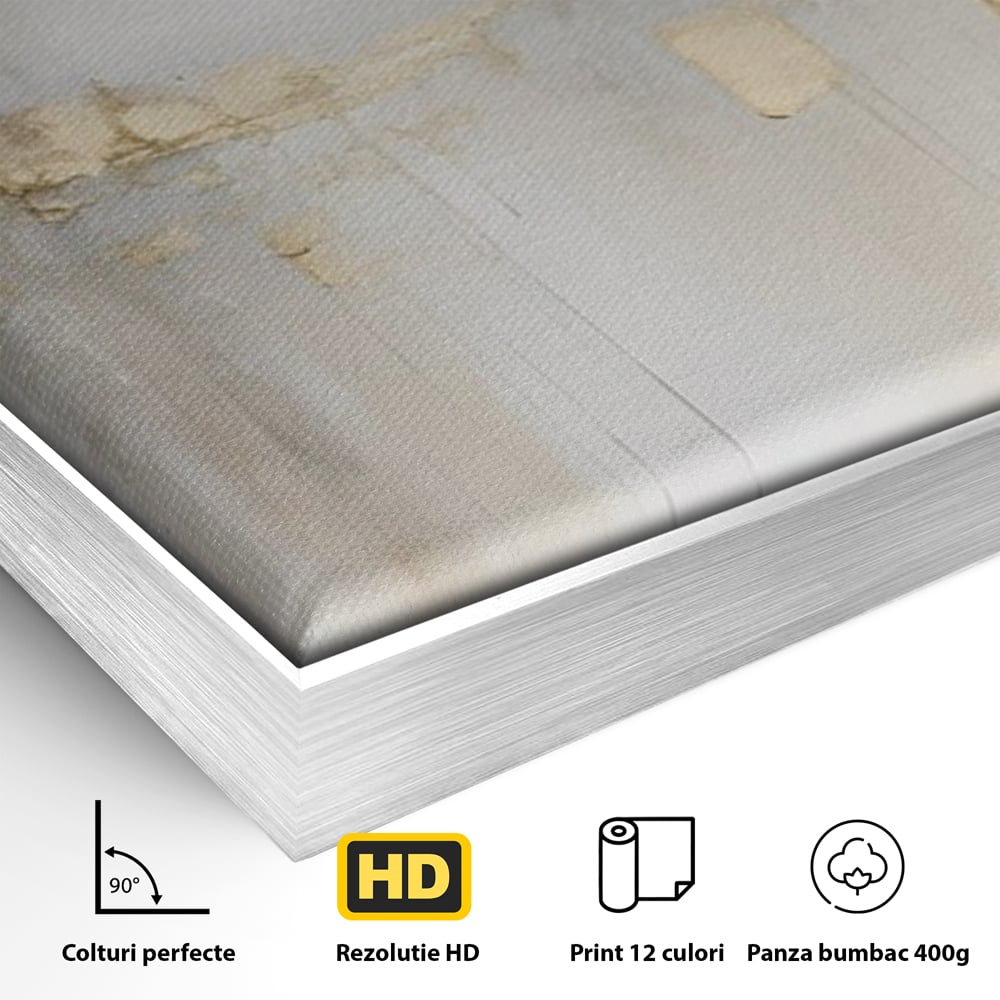 Tablou Canvas Premium LuxCanva® A1652, Gold And Grey , Room, Decorativ, Cromatic, Abstract, Living, Culori Vibrante