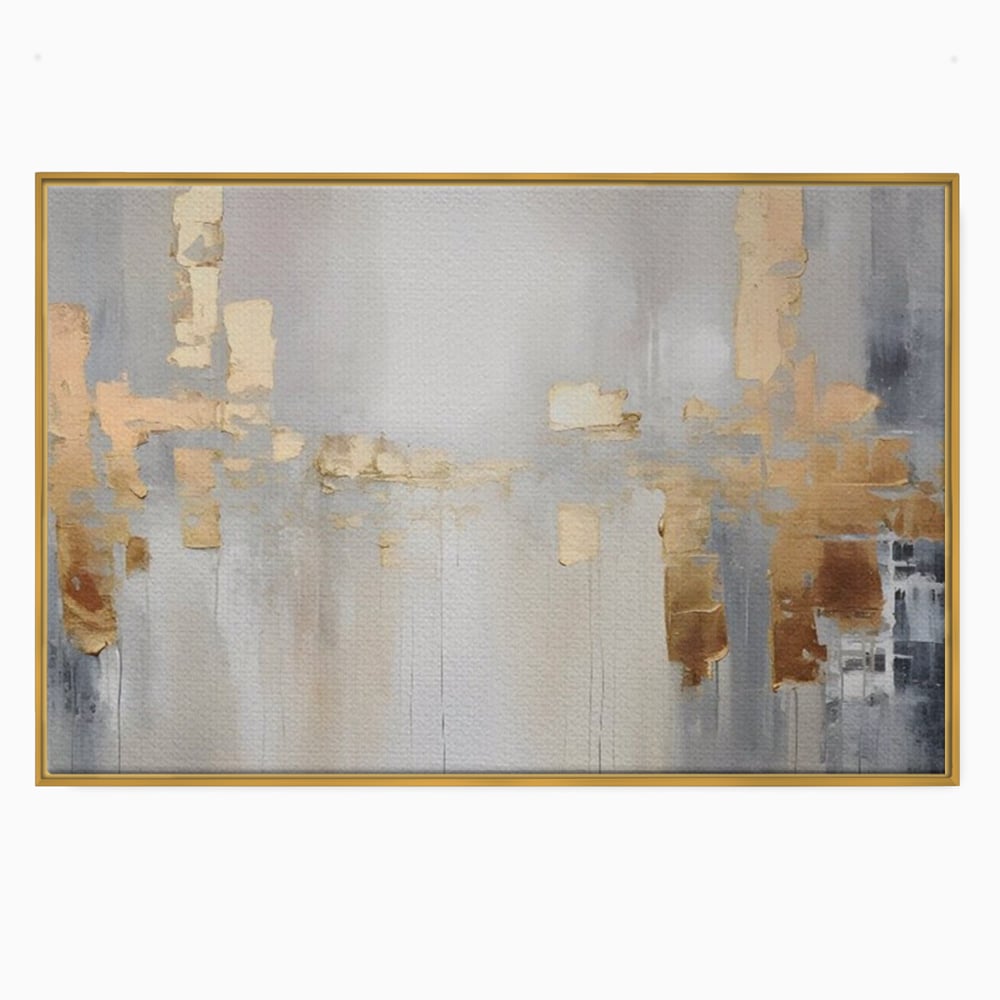 Tablou Canvas Premium LuxCanva® A1652, Gold And Grey , Room, Decorativ, Cromatic, Abstract, Living, Culori Vibrante