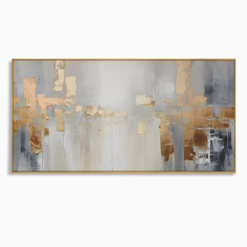 Tablou Canvas Premium LuxCanva® A1652, Gold And Grey , Room, Decorativ, Cromatic, Abstract, Living, Culori Vibrante