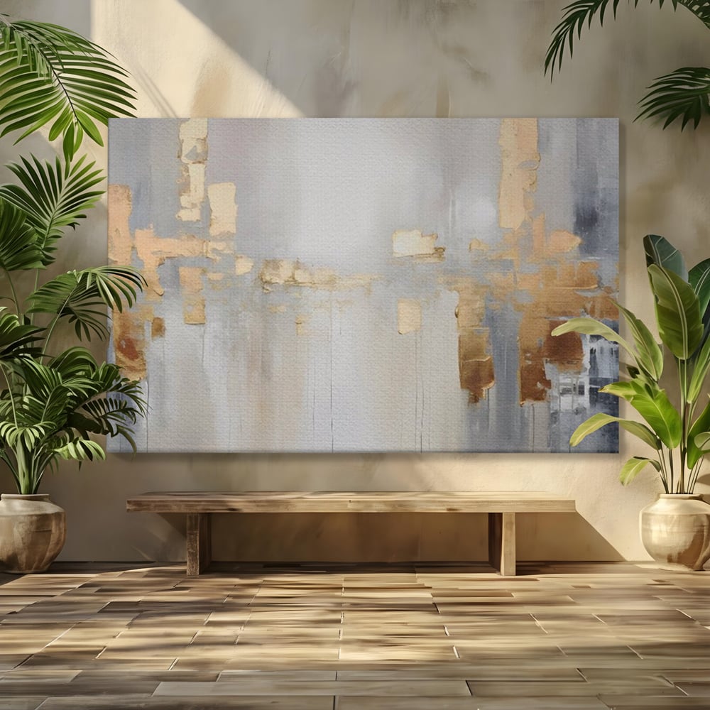 Tablou Canvas Premium LuxCanva® A1652, Gold And Grey , Room, Decorativ, Cromatic, Abstract, Living, Culori Vibrante