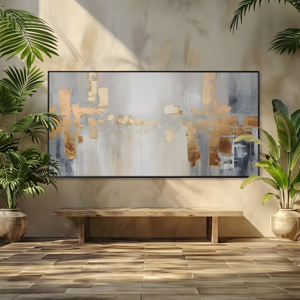 Tablou Canvas Premium LuxCanva® A1652, Gold And Grey , Room, Decorativ, Cromatic, Abstract, Living, Culori Vibrante
